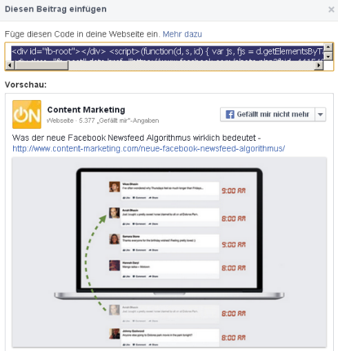 Beitrag-einbetten