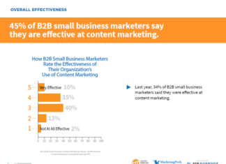 45 Prozent der kleineren B2B Marketer in USA halten Content Marketing für effektiv