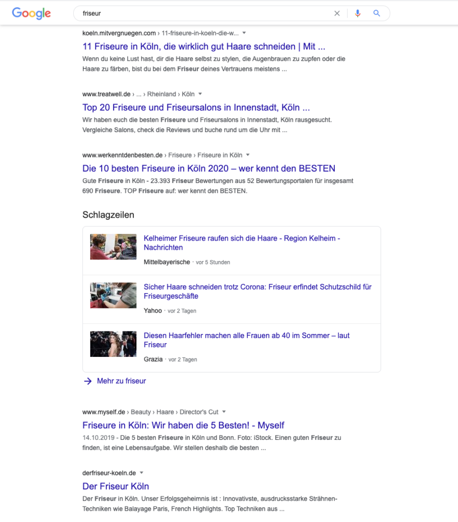 Suchergebnisse zu „Friseur”: Hauptsächlich Friseur-Portale und Betriebe